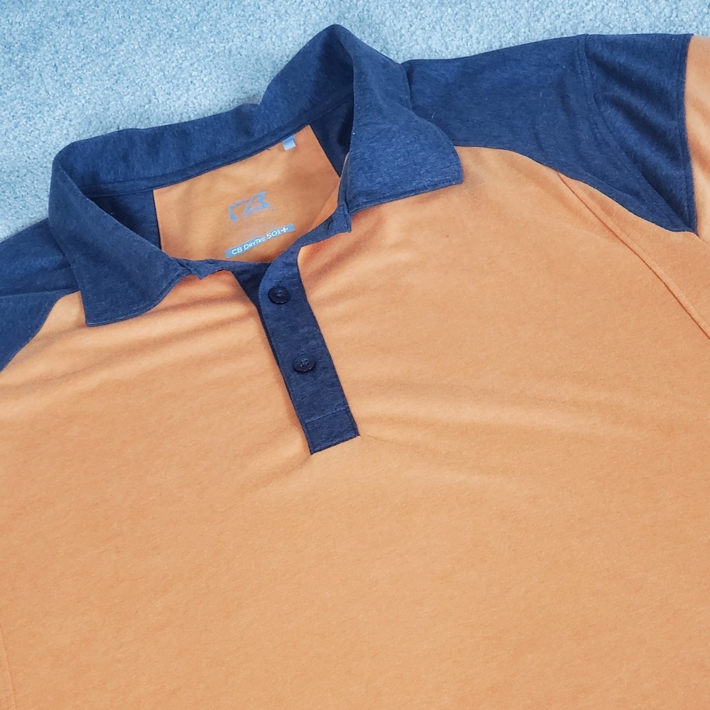 Cutter & Buck Men's Polo Shirt Size M‎ Orange DryTec Short Sleeve
